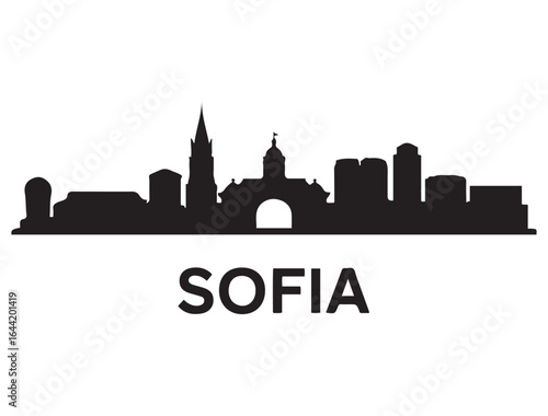 Sofia skyline silhouette. Landscape Sofia, Bulgaria. Vector illustration. Vector black silhouette. with white background.