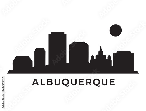 Albuquerque skyline silhouette. Landscape Albuquerque, New Mexico. Vector illustration. Vector black silhouette. with white background.
