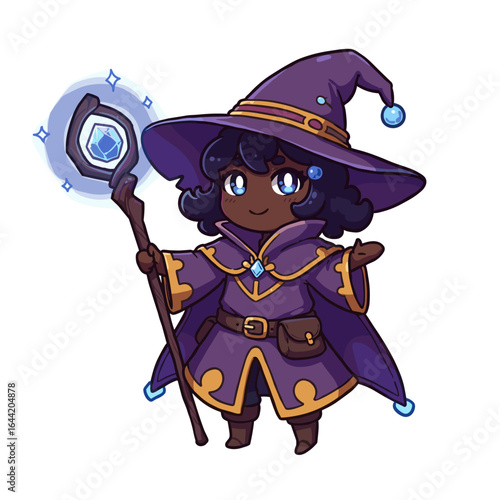 Cute black mage illustration on a white background