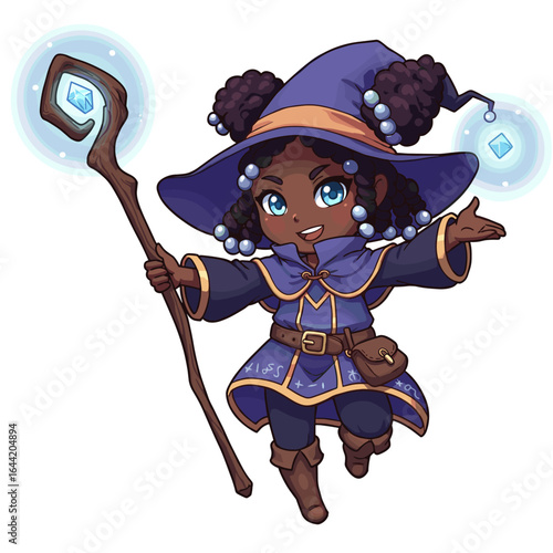Cute black mage illustration on a white background