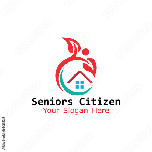 helping senior citizens logo design vector