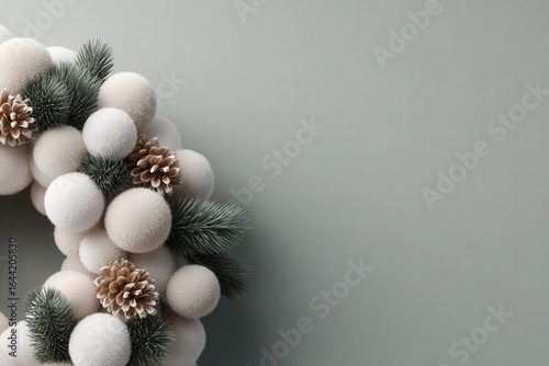 simplistic yet charming depiction of new year  theme featuring elegant christmas wreath on clean monochrome