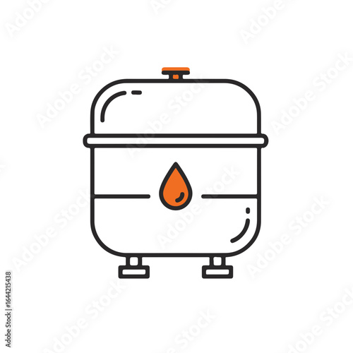 Industrial Tank and Oil Drop Graphic. 