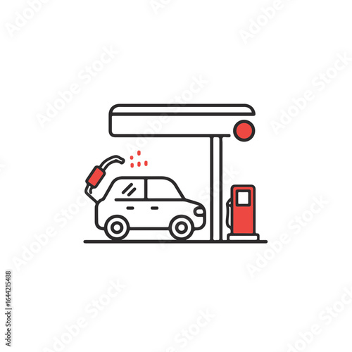 A car refueling at a gas station. 
