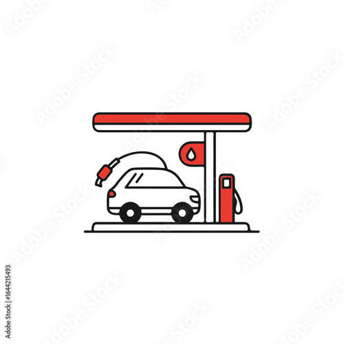 A car fueling at a gas station.