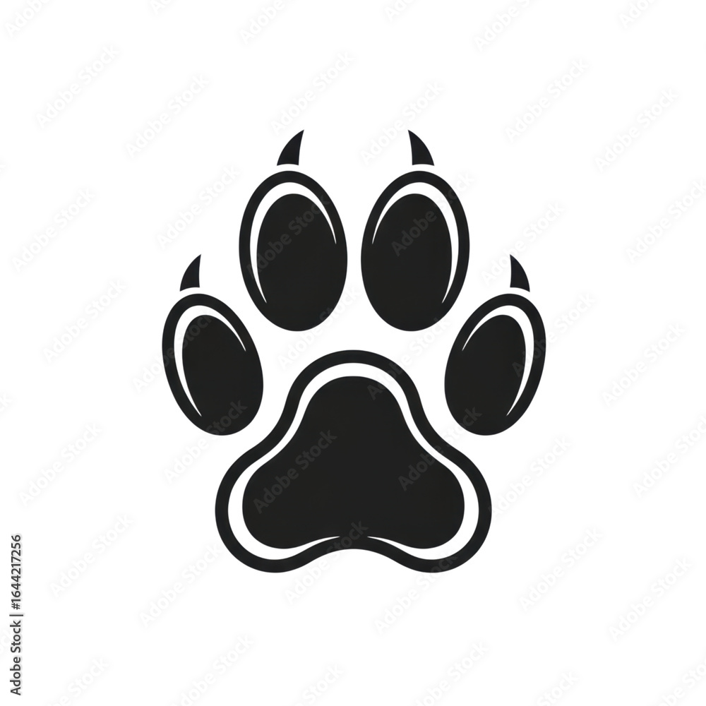 Obraz premium Black animal paw print on transparent background