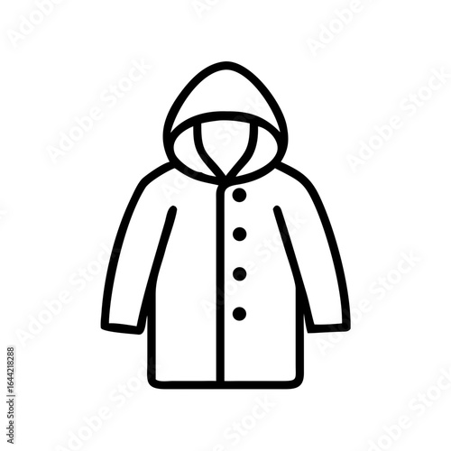 Line art of a raincoat with hood on white background  