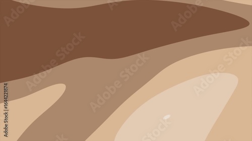 Fluid waves background, flat paper cut design. Coffee colored liquid gradients. Seamless loop 4k animation.