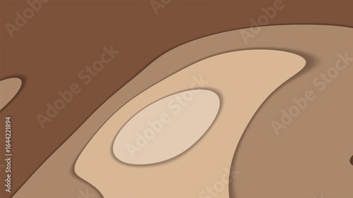 Fluid waves background, flat paper cut design. Coffee colored liquid gradients. Seamless loop 4k animation.