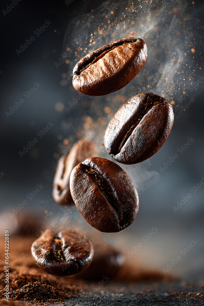 Fototapeta premium fallende Kaffeebohnen