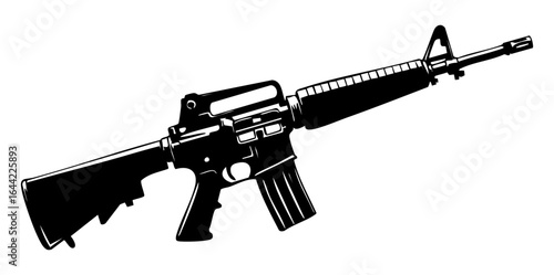 Minimalist Flat Vector Illustration of M16A4 Service Rifle