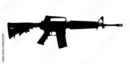 Minimalist Flat Vector Illustration of M16A4 Service Rifle