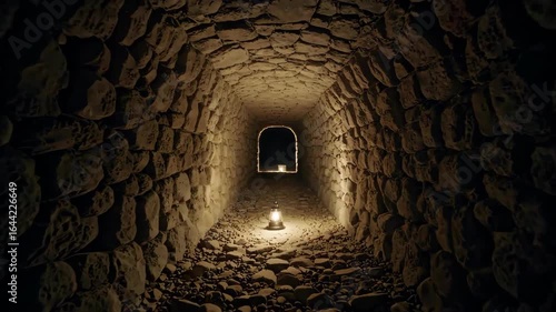 Stone Tunnel Inside Lamp Lighting Scene Stone Tunnel Adventure Tour