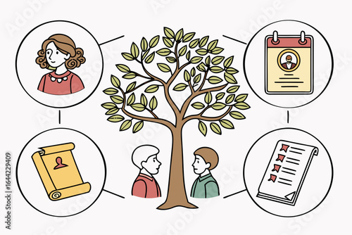 Vector art of family tree genealogy chart isolated on white background