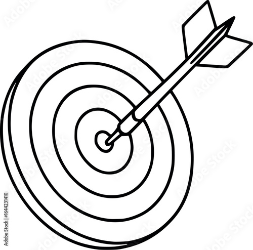 Bullseye target sketch with dart. Hand-drawn goal success vector isolated on white.