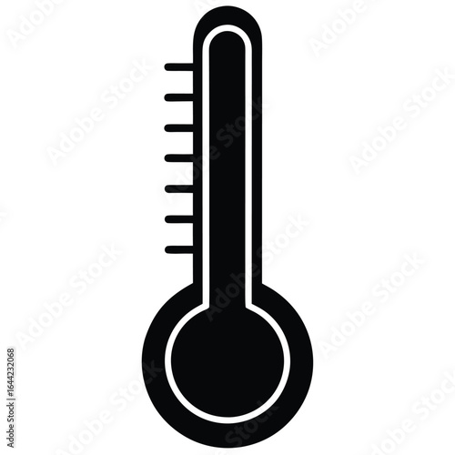 Black silhouette of a thermometer with horizontal lines on white background temperature heat