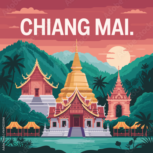 Chiang Mai Thailand Temple Poster