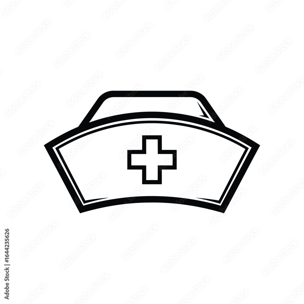 Obraz premium nurse cap silhouette healthcare profession vector illustration