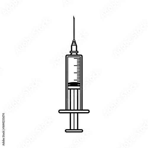 syringe silhouette injection medical vector illustration