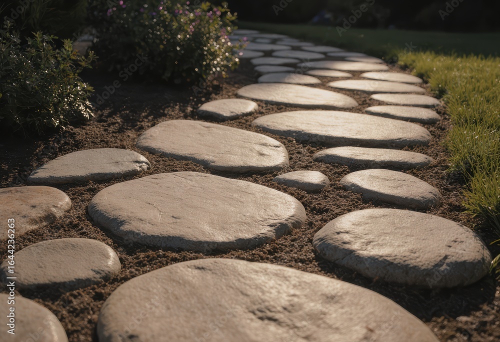 Fototapeta premium Natural stone pathways designed to minimize environmental impact