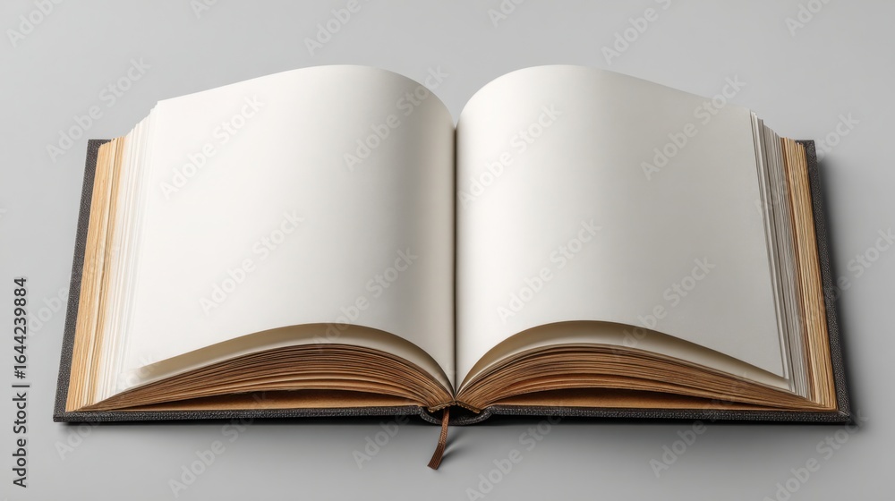 Fototapeta premium Open book with blank pages inviting creativity and imagination in a quiet setting