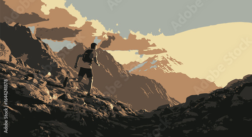 Trail Runner Conquering Mountains A Dynamic Image of Endurance and Adventure in Nature