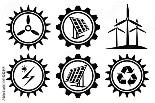 Vector art of renewable energy sources icons isolated on white background vector set