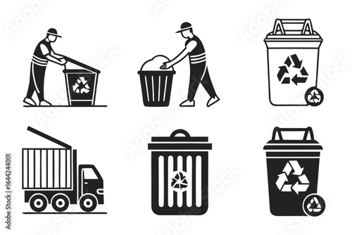 Vector art of recycle garbage and waste management isolated on white background