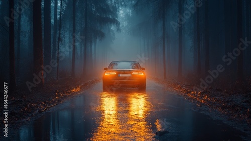 Car Moving Through a Mysterious Forest Road at Night --ar 16:9 --stylize 750 --v 6.1 Job ID: 9b7594f1-704d-43b9-b52e-5151eebfaf3f