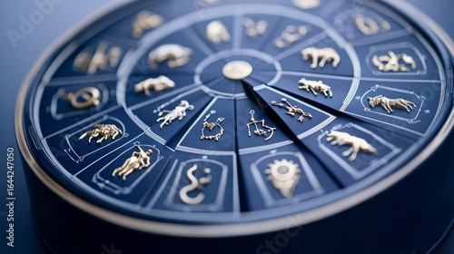 Zodiac Wheel Embossed Signs and Constellations, Astrology, Horoscope