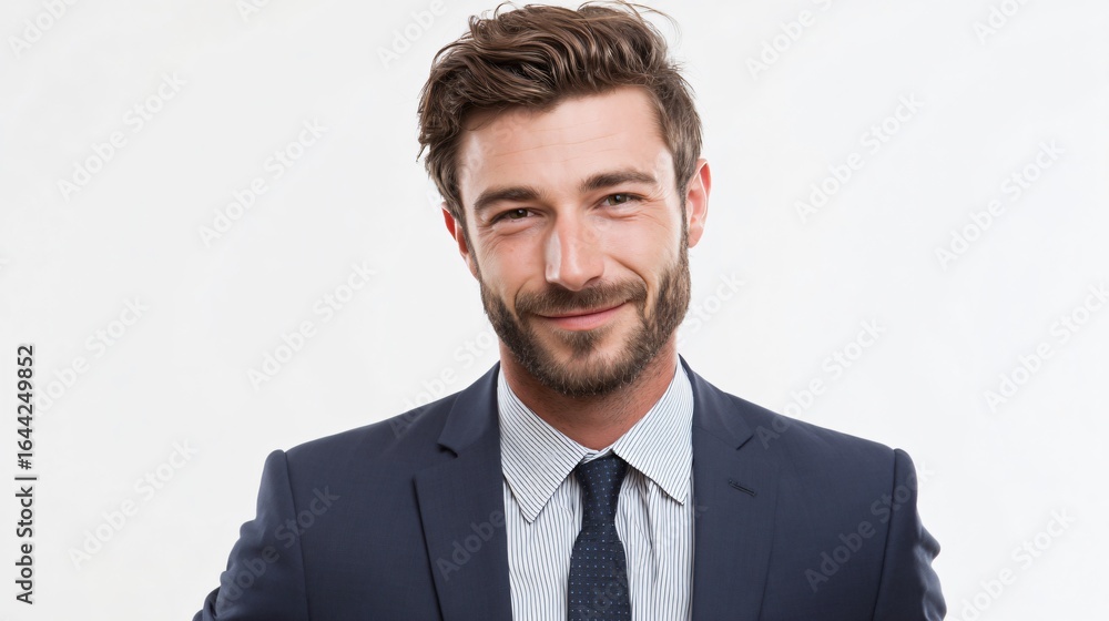 Happy Young Business Man Smiling and Gazing Positively into the Distance Happy Young Business Man Smiling and Gazing Positively into the Distance