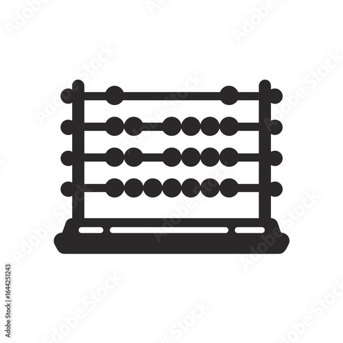 Silhouette icon of a traditional abacus with multiple rows and a structured base, used for basic arithmetic or counting. Represents early education, math tools, or numeracy development.
