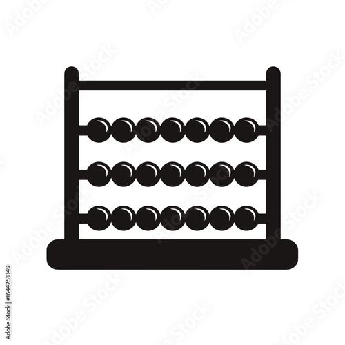 Silhouette icon of a traditional abacus with rows of beads used for counting or basic calculations. Represents early mathematics, education tools, or learning numbers.
