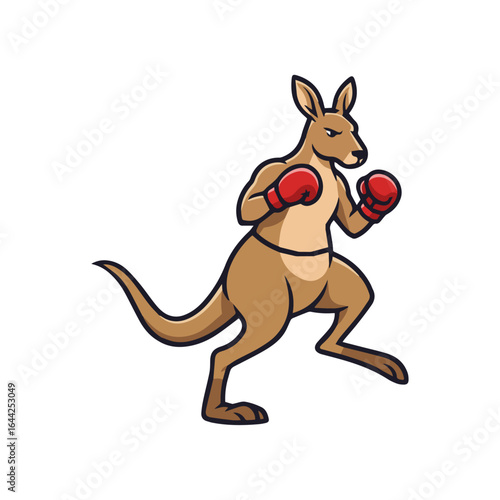 A strong and athletic kangaroo, wearing boxing gloves, ready to spar and show off its impressive boxing skills with a determined look.