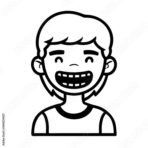 Young boy smiling with braces