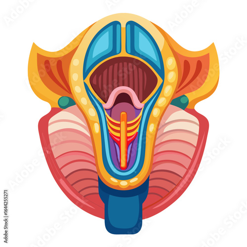 Realistic Human Vocal Cords Anatomy Medical Vector Isolated on White