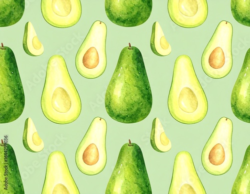 Avocado slices pattern on mint green background