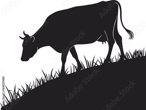 Creative Cow and Face silhouette vector Style with white background
