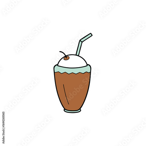 Refreshing tropical coconut shake with creamy texture and whole coconut shell