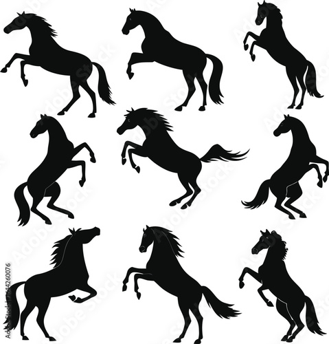 Horse silhouette bundle set vector with white background