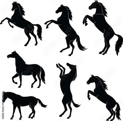 Horse silhouette bundle set vector with white background