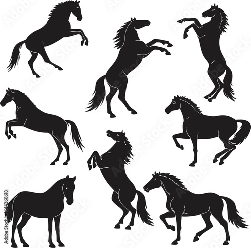 Horse silhouette bundle set vector with white background