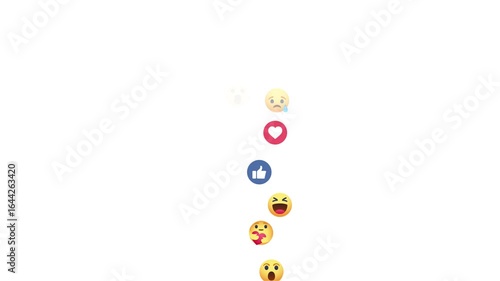 Floating animation of a love emoji icon for social media, isolated on a black background.