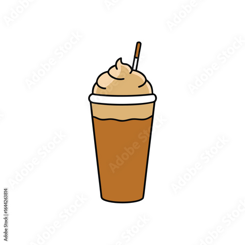 Delicious iced caramel latte with creamy caramel drizzle and whipped cream
