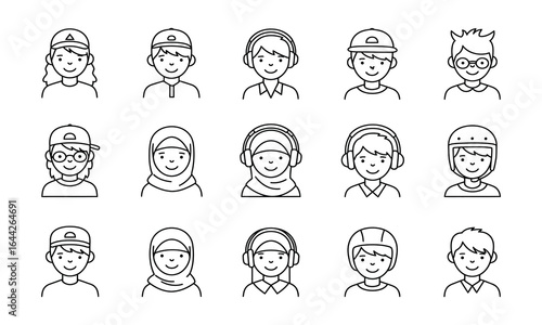 Diverse group of people represented by simple line art avatars