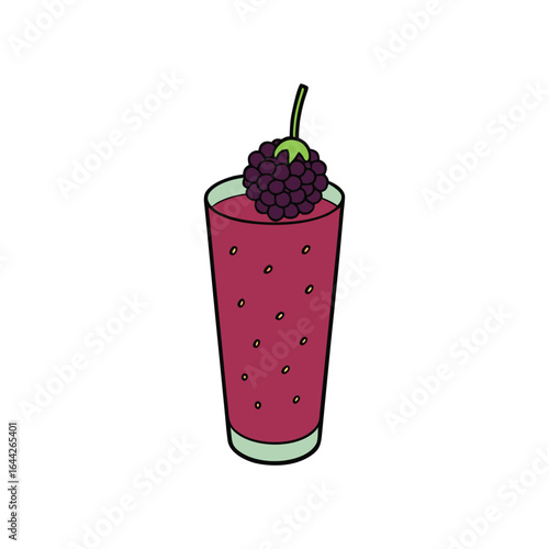 Refreshing mulberry drink in a traditional glass with fresh berries
