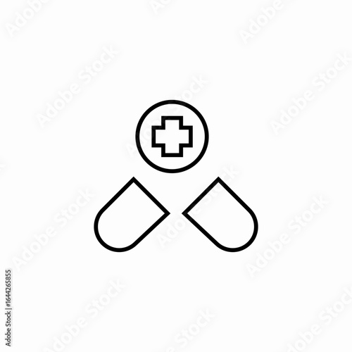 open capsule cross icon sign vector