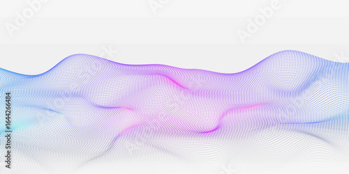 Abstract background with flowing particles. 3d abstract sci-fi user interface concept with gradient dots and lines. Digital cyberspace, high tech, technology concept.