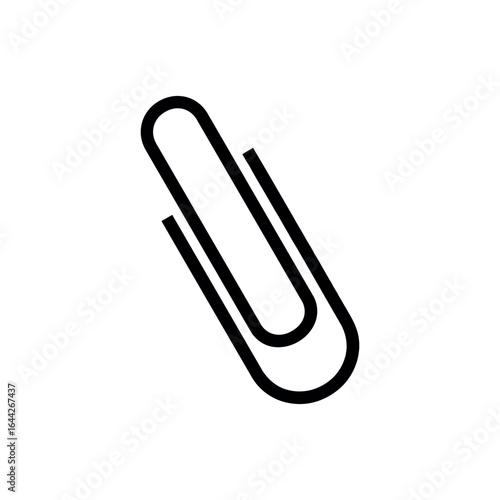 Black paperclip on white background office supply stationery