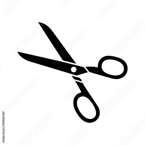 Black scissors open cutting tool white